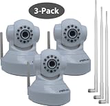 Foscam New Version FI8918W Pan & Tilt Wireless IP Camera with 9dbi Antennas - Infrared Night Vision, 2 Way Audio, Motion Detection Email Alert, Windows and Mac Compatiable, 3 Pack kit white