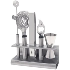 Hoffritz 6-Piece Stainless-Steel Bar Tool Set with Rack