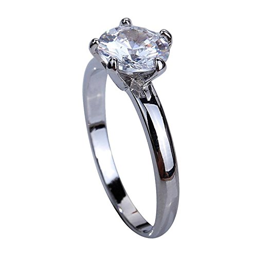 Psiroy Stunning Created Gorgeous Women's 8mm*8mm Round Cut White Topaz Charms Ring