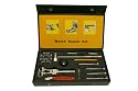 Watch Repair Tool Kit- Battery Changing Case Back Opening Band Link Pin Sizing Tools Compact Leather Box for Easy Storage