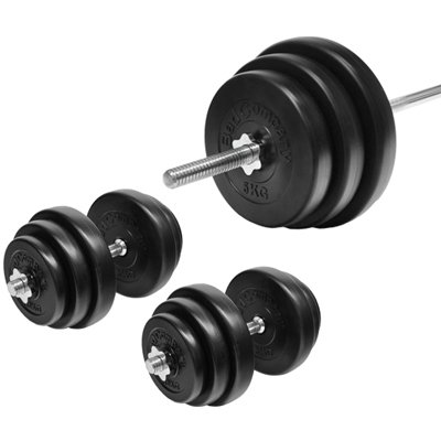 Hantel-Set 69 - 5 Kg Langhantelstange - Kurzhantelstangen und Hantelscheiben