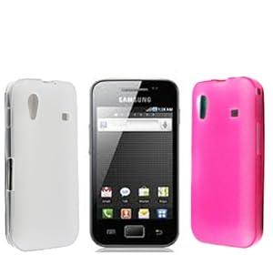 A PACK OF CLEAR + PINK COLOUR GEL PROTECTION CASE COVER FOR SAMSUNG GALAXY ACE S5830