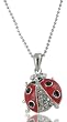 Colorful Sparkly Austrian Crystal and Enamel Ladybug Necklace - 18" Faceted Ball Chain & Gift Box