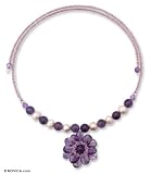 Pearl and amethyst choker, 'Oriental Bloom' 0.2
