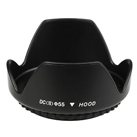 eForCity 55mm Camera Lens Hood, Black