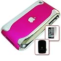New Pink & Silver chrome hard case for iPhone 3G S /3GS / Speed & iPHONE 3G + Black soft pouch case + Screen protector