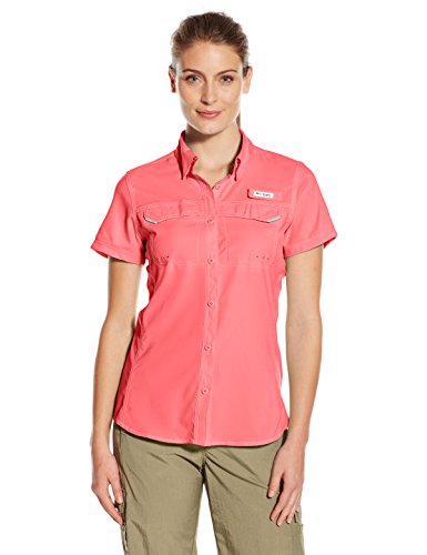 Columbia Women's Lo Drag Short Sleeve Shirt, Bright Geranium, Medium