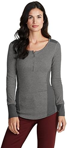 Eddie Bauer Womens Stine's Favorite Waffle Henley - Colorblock, Htr Gray S