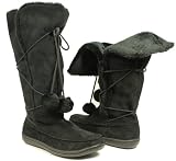BLACK Pom-Pom Furry Mocassin Mid-Calf Boots Women--Vegan Friendly!
