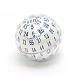 Opaque "Zocchihedron" White with blue 100-sided Die