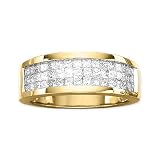 14K Yellow Gold 1 ct. 3 Row Princess Cut Diamond Wedding Band