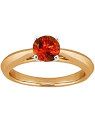 0.80 Ct Round Cognac Red SI1/SI2 Diamond 14K Yellow Gold Solitaire Ring