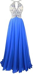 Chiffon Sheer Open-Back  Evening Dress/Pageant Dress/Prom Dress  With Rhinestones