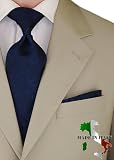 Berioni Hand Made in Italy 100% Woven Silk Mens Neck Tie + Pocket Square Jacquard Woven Tie and Hanky Set Blue Paisley AE2
