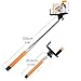 Selfie Stick, Noot Groupie Self Portrait [Battery Free] Extendable Handled Stick with Adjustable Phone Holder Mount & Built-in Remote Shutter Designed for Apple & Android Smartphones [Orange]