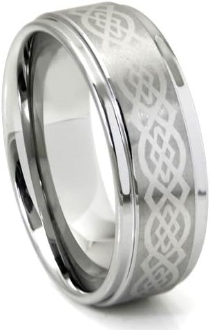 Tungsten Carbide 9MM Wedding Band Ring w/ Laser Etched Celtic Knot Design Sz 8.0