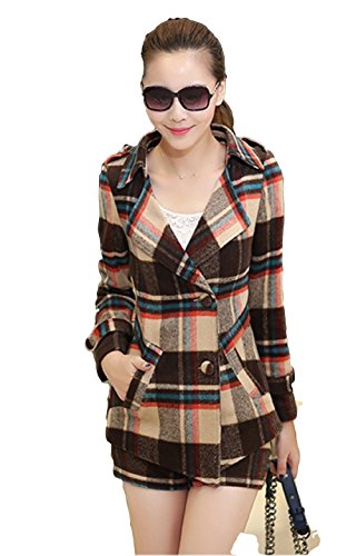 レディース パンツスーツ チェック コート ジャケット エレガント 美脚 ツーピース 暖かい ショートパンツ カジュアル 上下セット  可愛いスカーフ付き s042