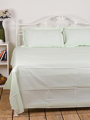 Plain Green Print 90 By 108 Inches 100% Cotton Bed Cover With Two Pillow Cover