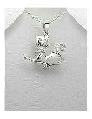 Cat Pendant Necklace In 92.5 Sterling Silver