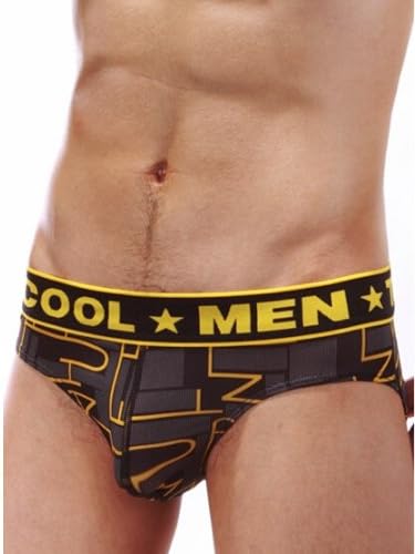 Only Youmen's Cotton Underwear Fashion Sexy Men's Underwear Briefs U Convex Pouch Printing Ice Silk Briefs 22-5 (M/28-30inches, black)