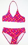 Girls Magenta/Multi Hearts Two-Piece Bikini Swimsuit by In Gear. Sizes 4/5 to 14/16.