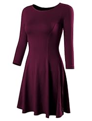 Round Neck Fit-and-Flare Cotton/Rayon/Spandex Midi Dress 