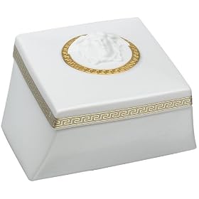 Versace by Rosenthal Gorgona Porcelain Square Covered Box by Rosenthal