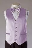 3-Piece Boys Lilac Satin Vest with Tie and Bowtie in Sizes Infant to Boys 10
