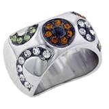 Sterling Silver Round Cut Multicolor Cz Ring