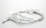 Beautiful Inspirational Angel Wing Charm Bracelet Silver Tone on a Message Gift Card