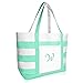 DALIX Monogram Beach Bag and Totes for Women Personalized Gifts Mint Green W