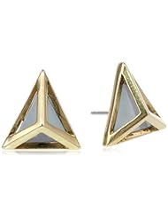 Sam Edelman Open Cage Triangular White, Gold Colored Stud Earrings