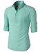 H2H Mens Casual Slim Fit Henley Roll-up Sleeve Cotton Lightweight Shirts