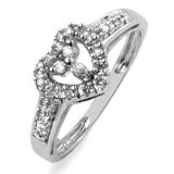 10k White Gold Heart-Shaped Diamond Promise Ring (1/6 cttw, I-J Color, I2-I3 Clarity)