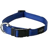 Rogz Utility Large 3/4-Inch Reflective Fanbelt Dog Collar, Blue