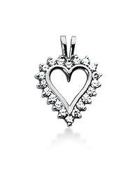 14K Gold Prong set Diamond Heart Pendant (0.80 cttw, F - G Color, SI2 Clarity)