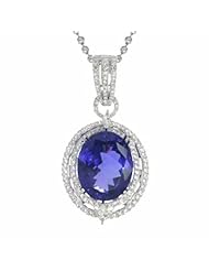 18K White Gold Tanzanite and Diamond Pendant -- LIFETIME WARRANTY