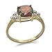 9ct Yellow Gold Ladies Cushion Shape Garnet and 2pts of Diamonds Set Dress Ring
