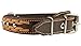 Genuine Leather Braided Studded Dog Collar, Brown 1.5