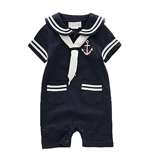Carrillos Boys Short Sleeve Sailor Suit Romper Onesie Outfit