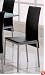 Set of 4 Dining Chairs Black-Bonded Leather Silver Metal Finish