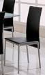 Coaster Leather Dining Chairs, Black-Bonded, Silver Metal Finish, Set of 4