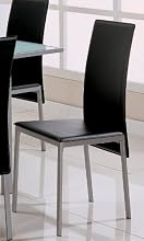 Set of 4 Dining Chairs Black-Bonded Leather Silver Metal Finish
