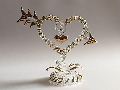 Figurine Miniature Hand Blown Glass Heart Tree.valentine's Day,love,season.