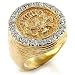 Bague homme Chevalière Dean liberté - Plaqué Or jaune 585/1000 - Cristal autrichien