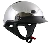 DOT Outlaw Chrome Vented Half Face Motorcycle Helmets - Size : Large