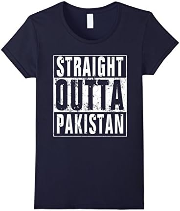 Women's Straight Outta Pakistan Shirt Tee T-Shirt (FULL COLORS) Large Navy