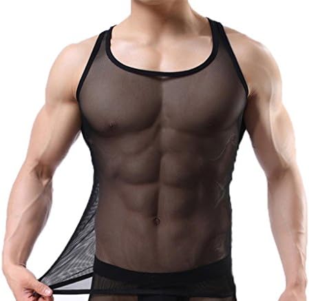 Ouye Men's Mesh See-through Tank Top