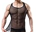 OUYE Men's Mesh See-Through Tank Top Vest XX-Small Black