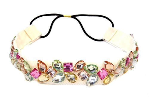Multi Color Rhinestone Beaded Elastic Fashion Headband Hair Accessory